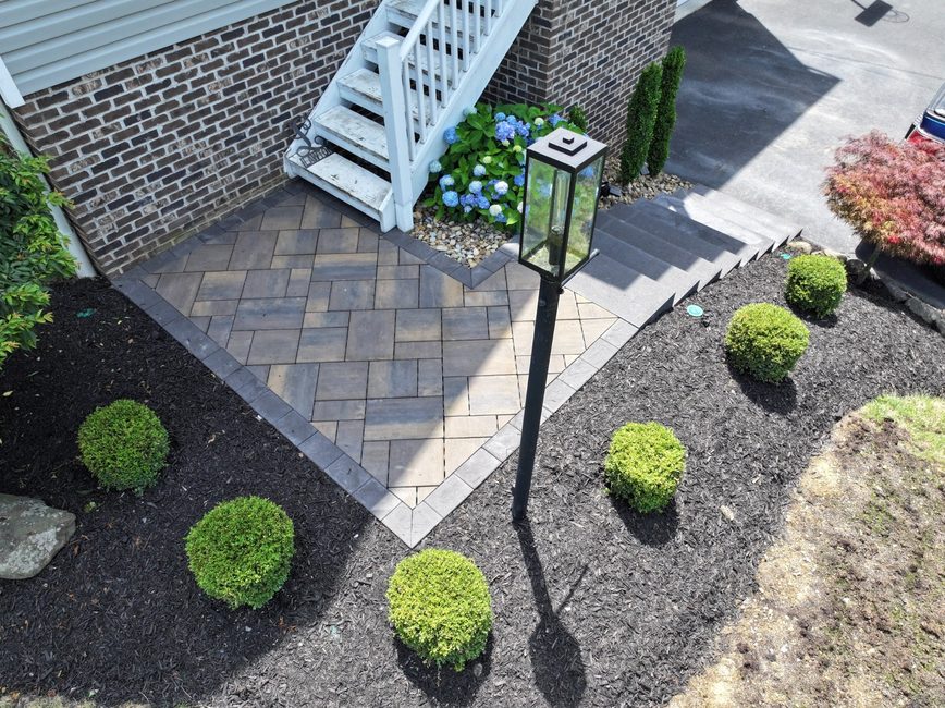Front entry landscaping and paver walkway service